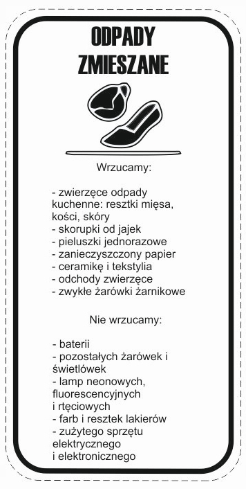 

Naklejka na kosz segregacja śmieci 18X9cm Odpady O