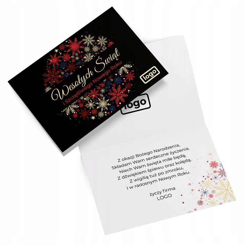FIRMOWE KARTKI ŚWIĄTECZNE Biznesowe z LOGO A6 50szt Marka bez marki