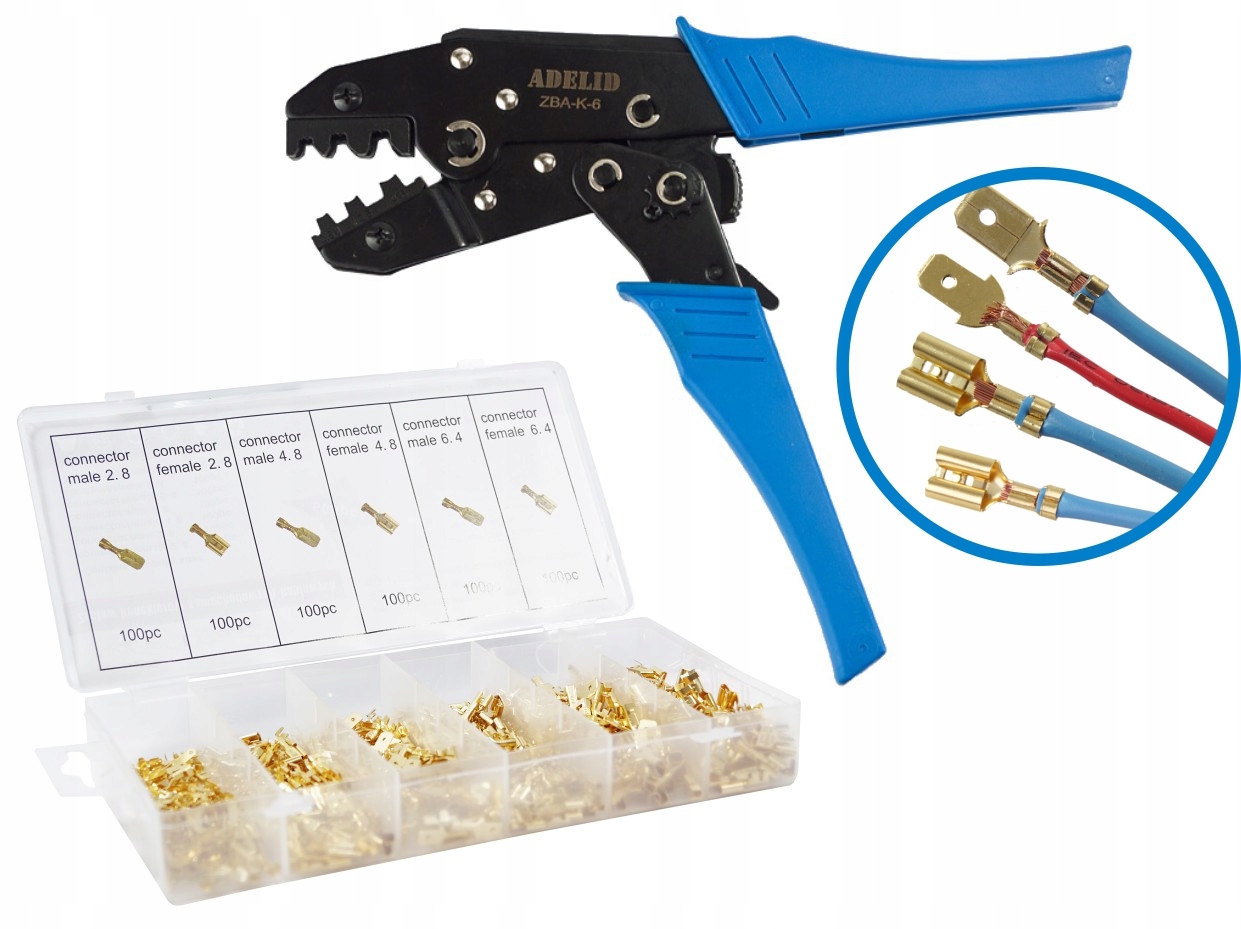 

Szczypce Zaciskarka Zestaw Tulejek Konektorów 600