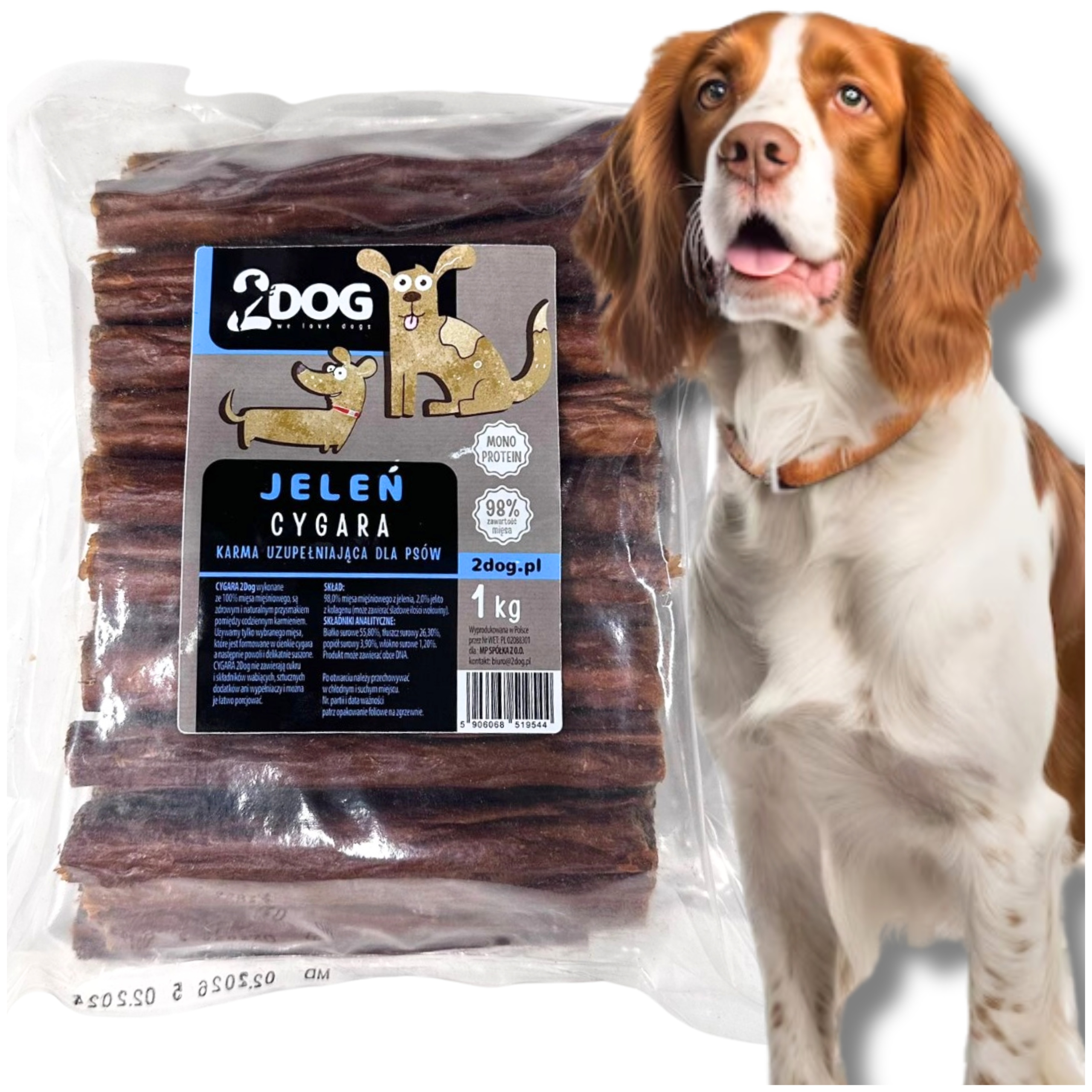 Levně Pochoutky Pro Psa 2Dog Cigara Jelen 1 Kg Přírodní Kousátko Pochoutka Pro Psy