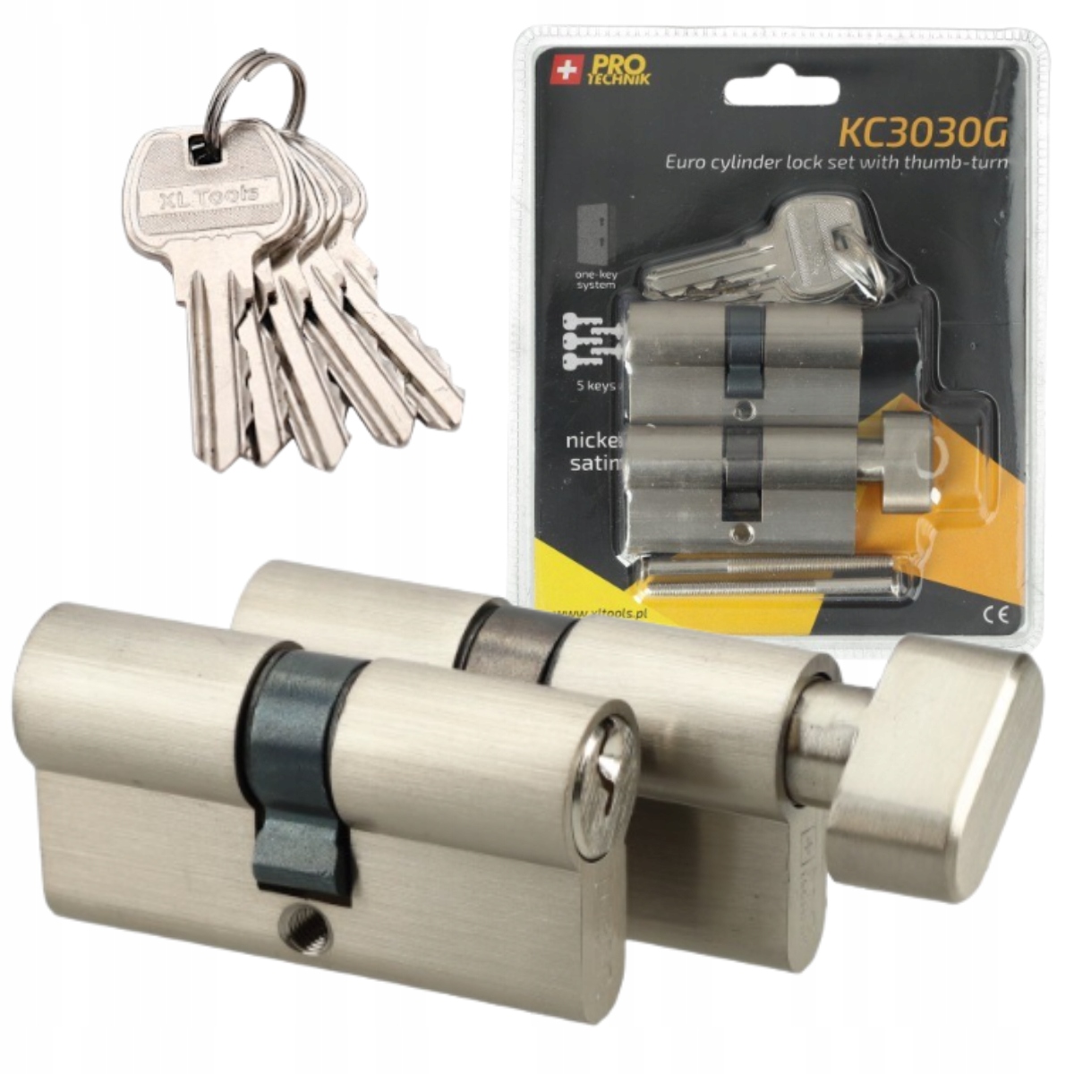 Dveřní vložky 30x30 30x30 Gałka jeden klíč Nikl Dveřní Vložka x2