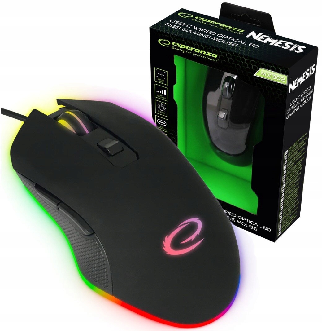 MYSZ MYSZKA PRZEWODOWA GAMING LED OPTYCZNA USB-C