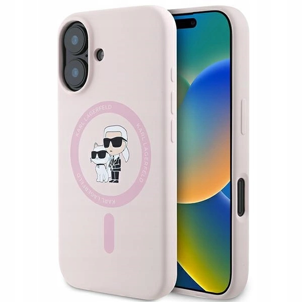 Pouzdro Karl Lagerfeld Silicone Karl&Choupette Heads Ring MagSafe pro iPhone 16