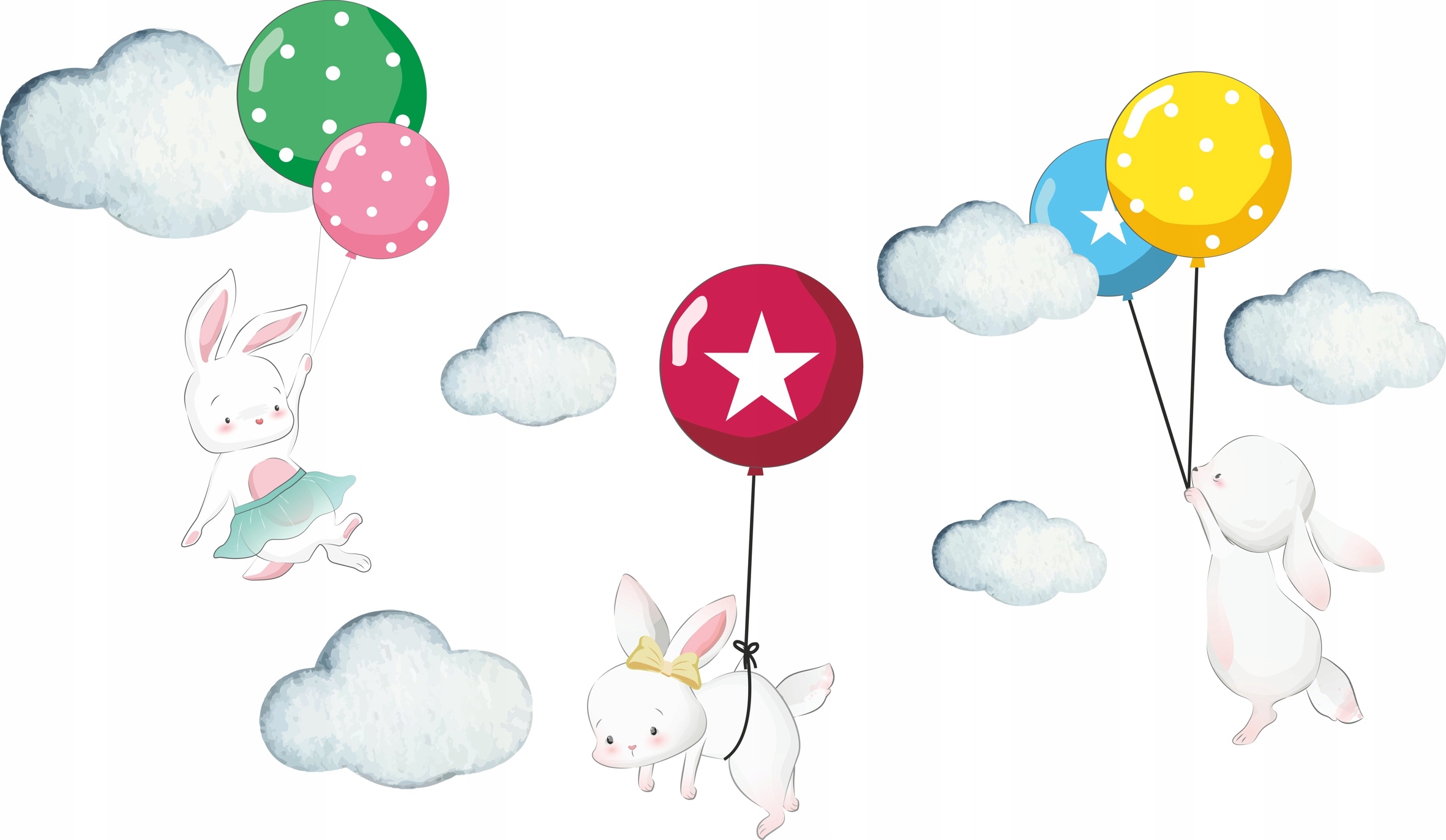 Наклейки ДЛЯ ДЕТЕЙ на стену воздушные шары, воздушный шар КРОЛИК