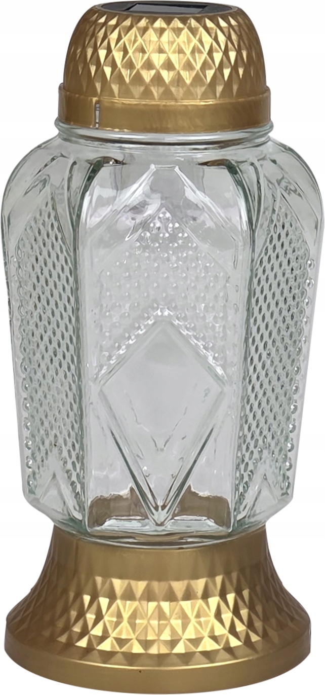 Wysoki Znicz Solarny LED 21 cm – ZNICZE EKO, Wodoodporny, SREBRNY LA557