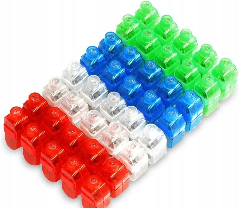 LAMPKI DIODY ŚWIATEŁKA LED NA PALCE LATARKI PALCOWE ZESTAW 4 KOLORY Stan opakowania oryginalne