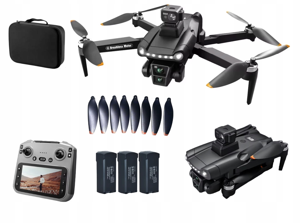 Dron V198 Kamera Wifi 5G 3000m Gps 3X Bateria Ekran 5,9 Cala Unikanie