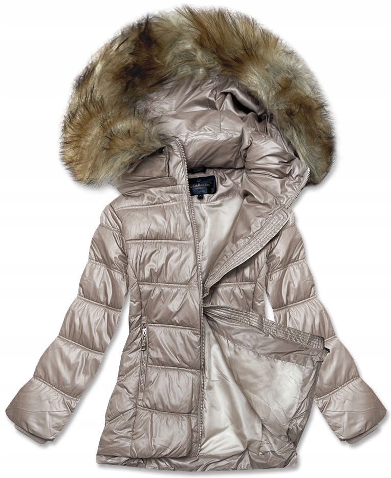 Lehká Bunda Kapuce H-205-1 Béžová XXL (44)