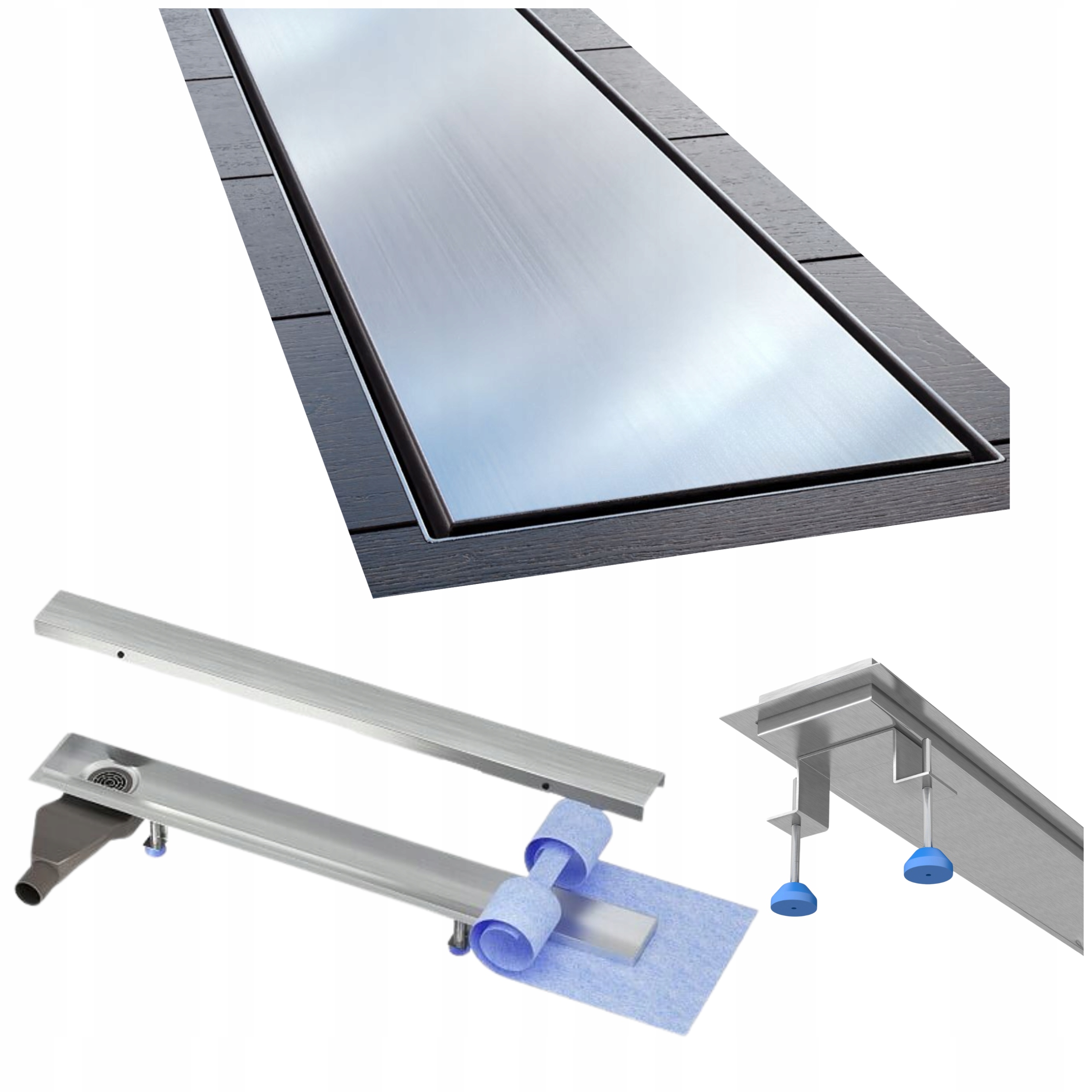 Lineárny odtok 100 cm nízky bočný oceľový kompletný set Waterway