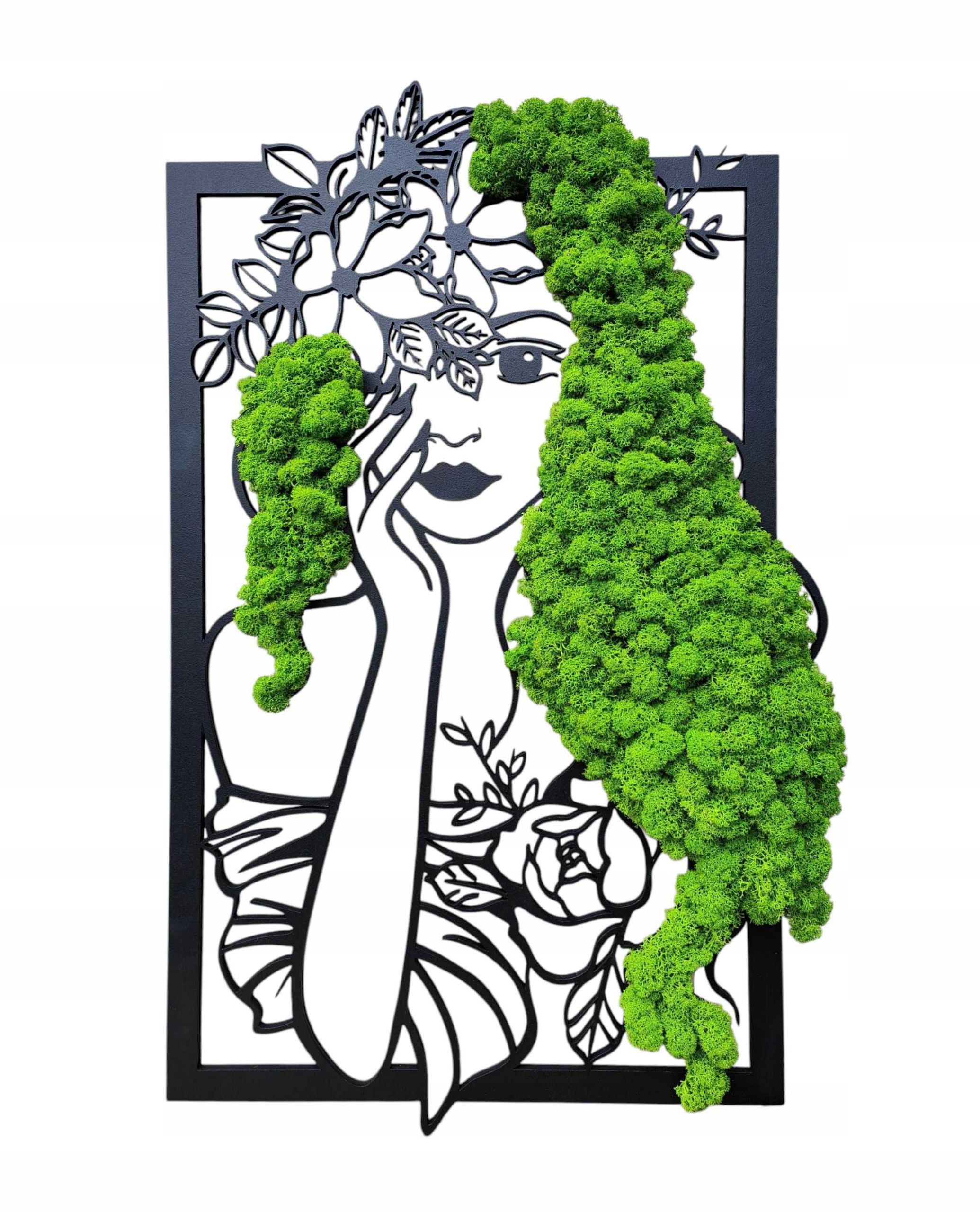 Obraz žena z mechu chrobotka 80 cm – ažurová nástěnná dekorace s mechem XL