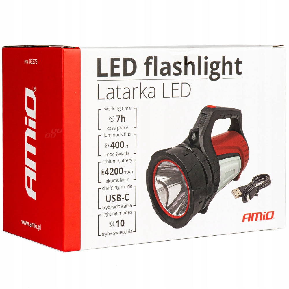 Latarka Led z wbudowanym akumulatorem 7h 4200mAh