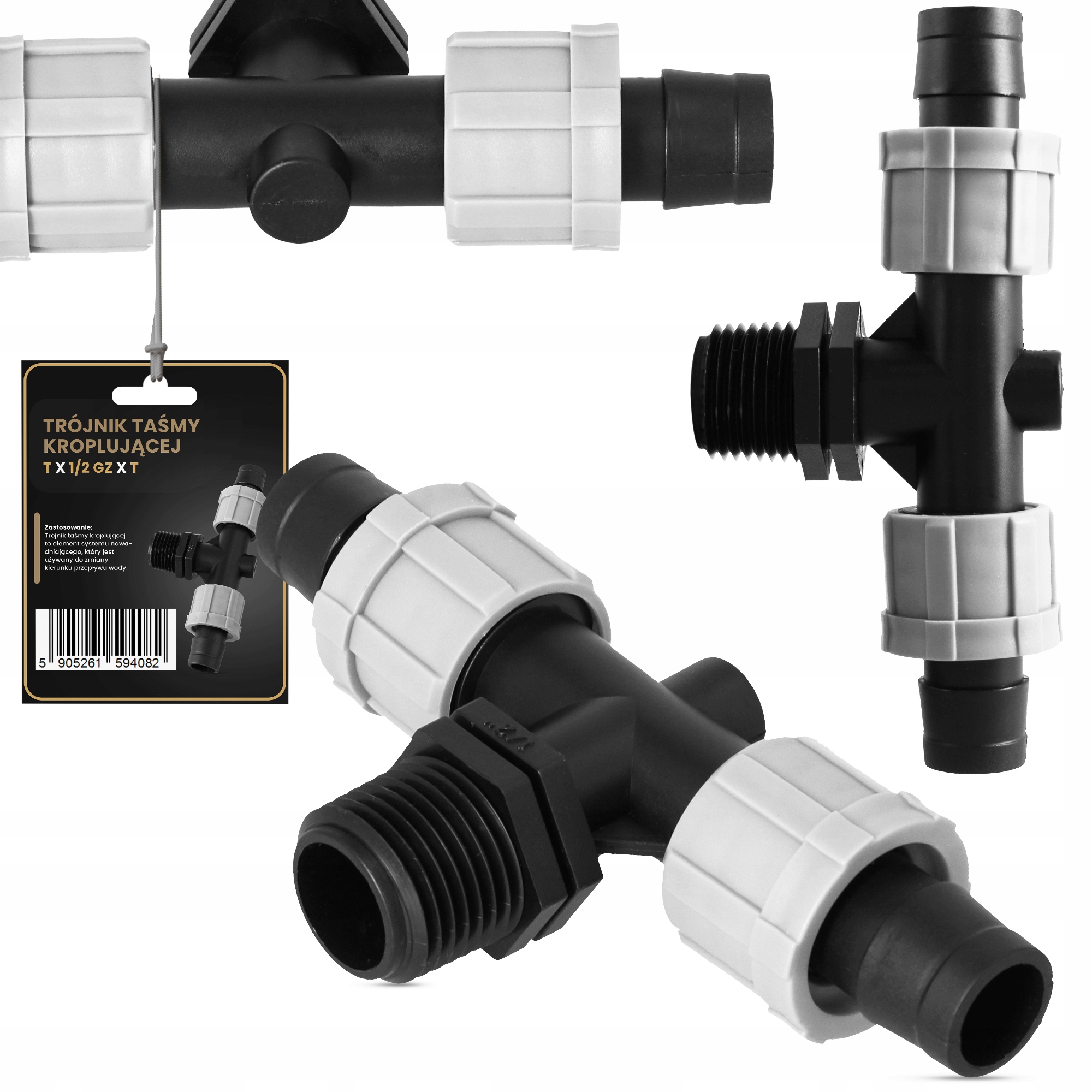 

Trójnik Złączka Taśmy Kroplującej T x 1/2 Gz x T