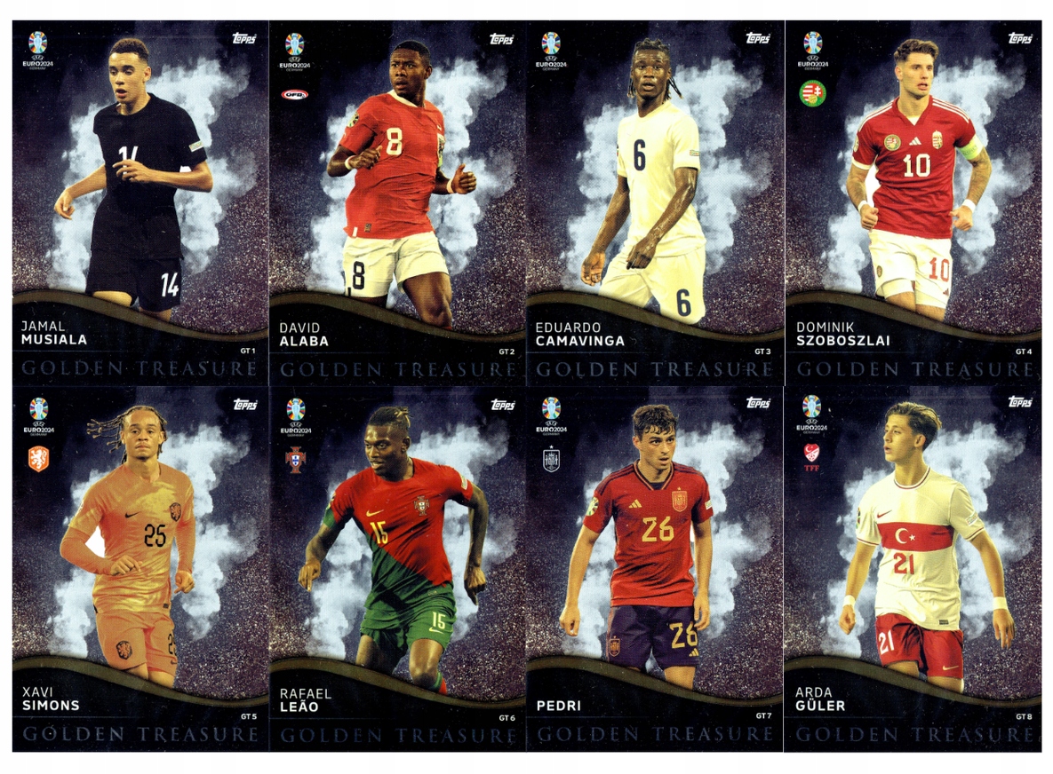 Topps Match Attax Euro 2024 Komplet 8 Kart Golden Treasure Gt 1-8
