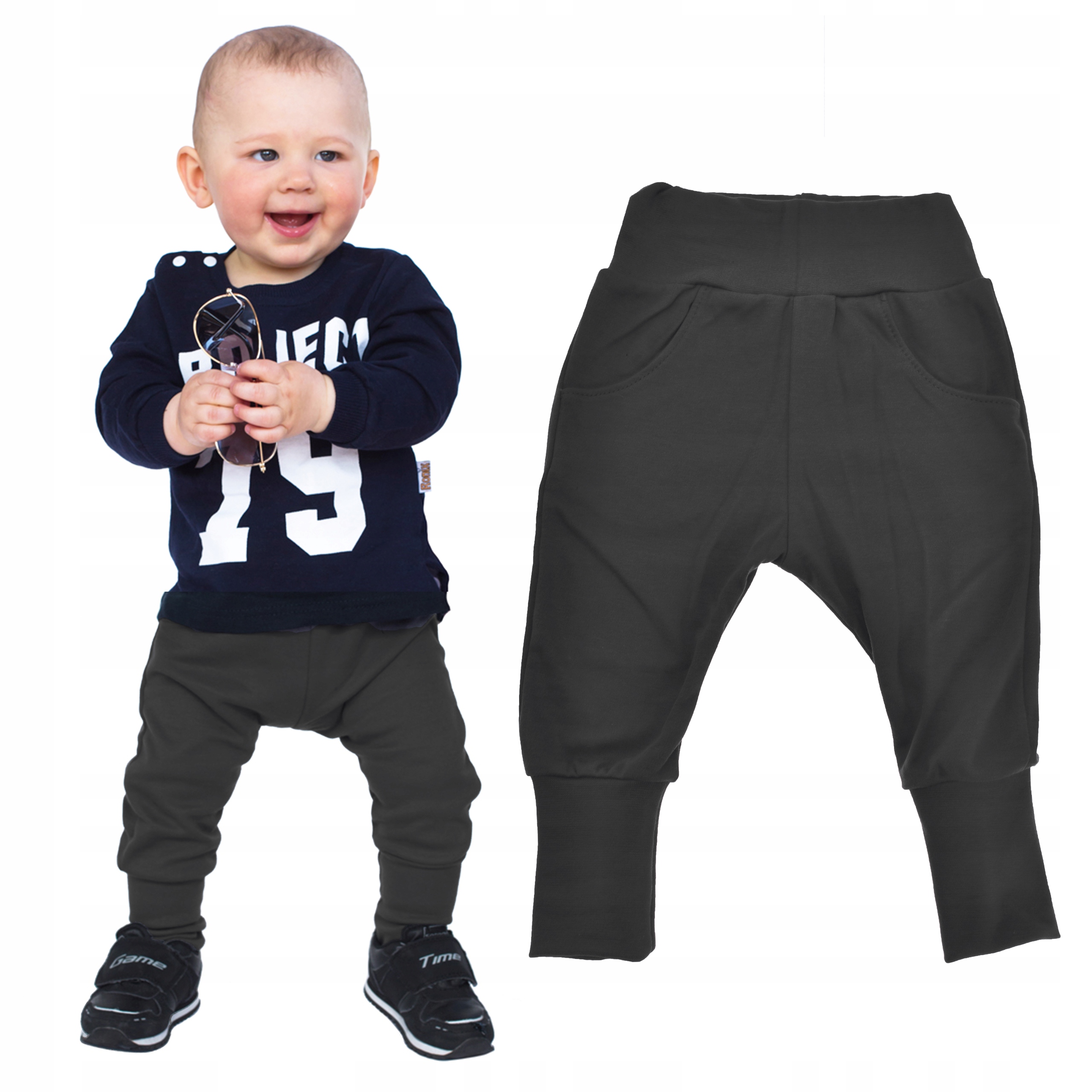 

Czarne spodnie chłopięce wiosna jesień r. 128