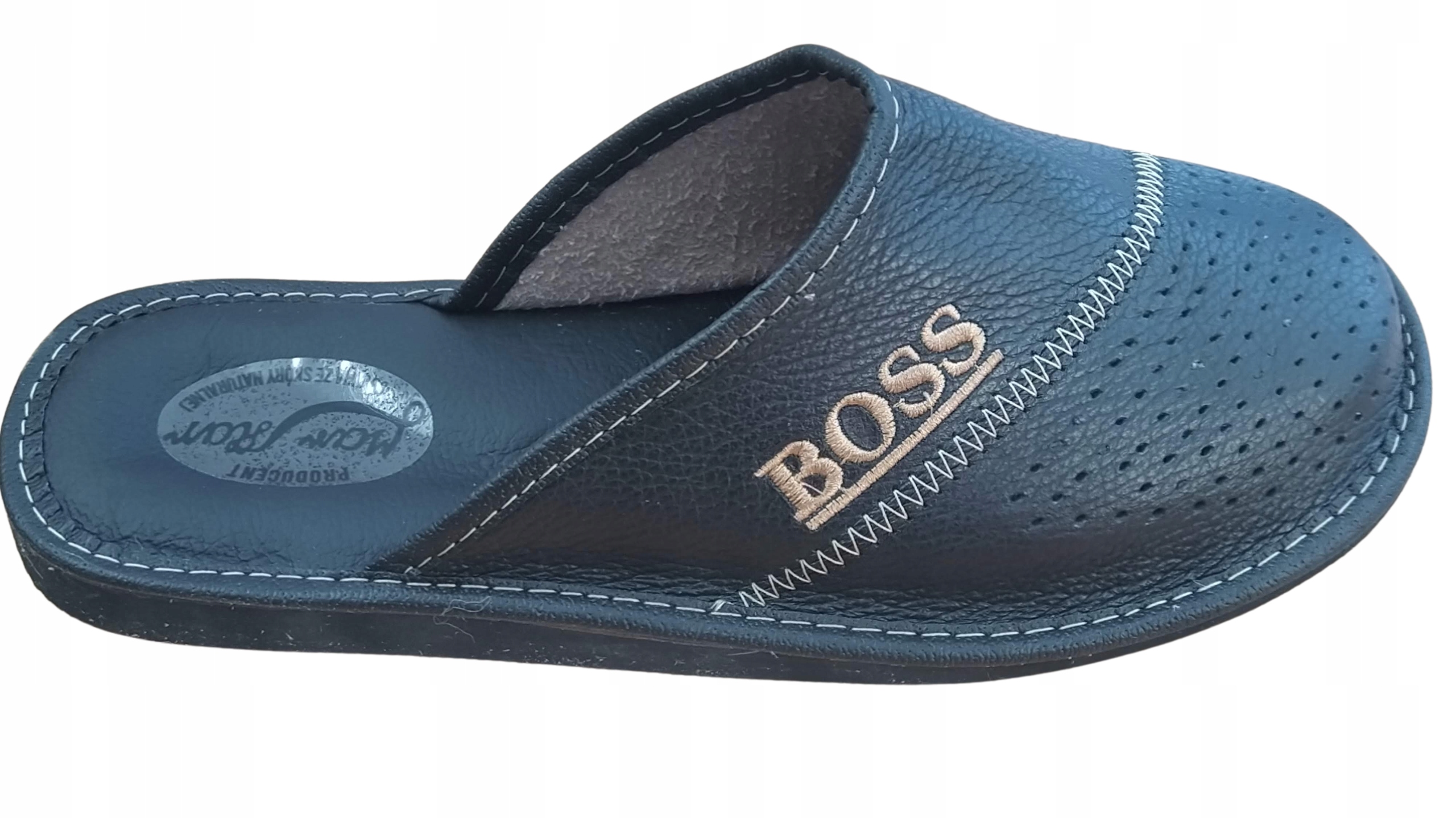 

Męskie Kapcie Ze Skóry Boss Pantofle Klapki Ciapy