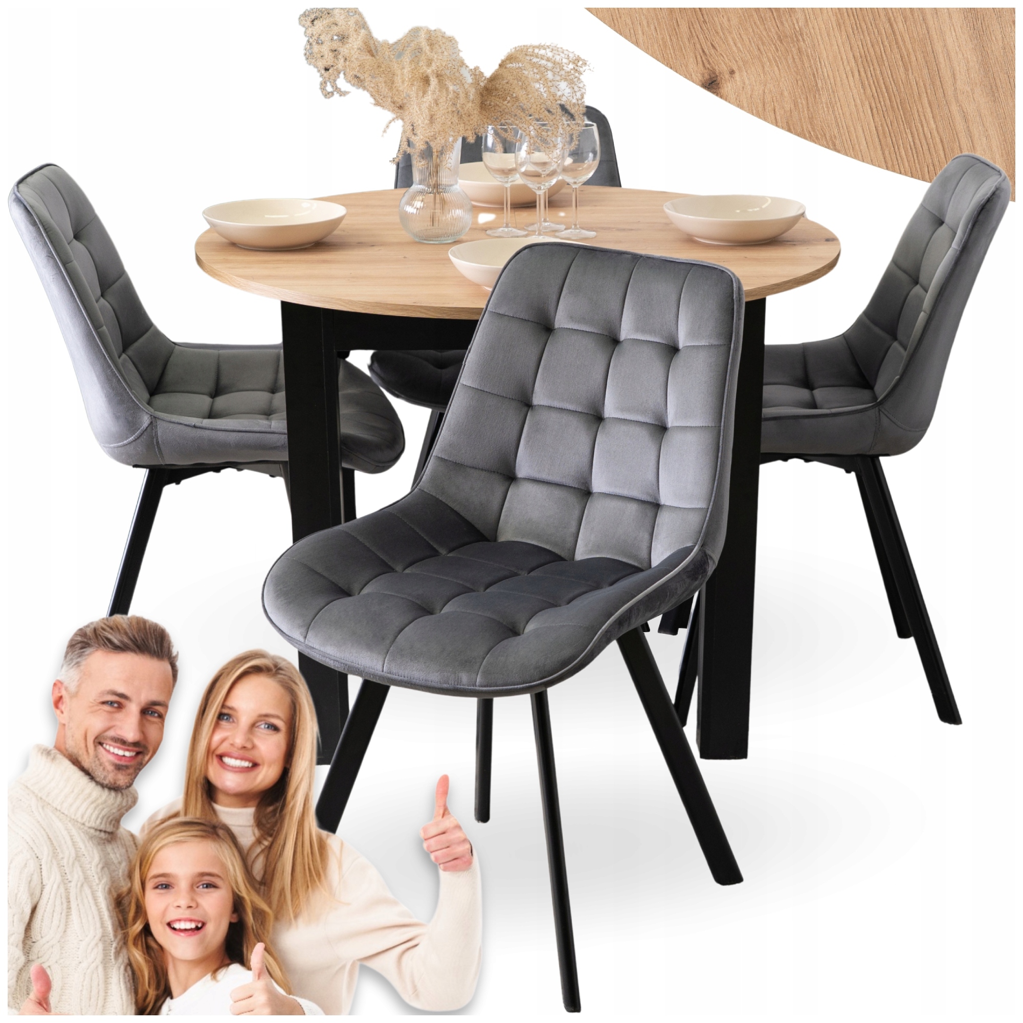 Stůl s židlemi Rozkládací Kulatý set do obývacího pokoje Kuchyňská jídelna