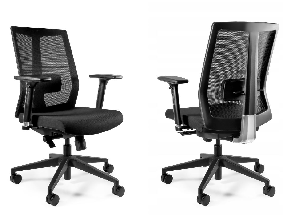 Fotel Scope Low Czarny Biurowy Krzesło Siatka Obrotowy Ergonomiczny Tkanina