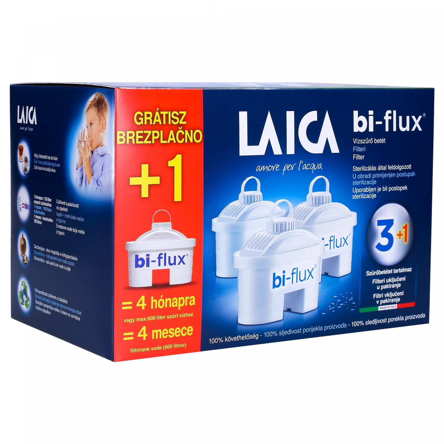 Eredeti Bi-Flux Laica szűrő Brita Dafi kancsóhoz régebbi modellekhez - 4 db