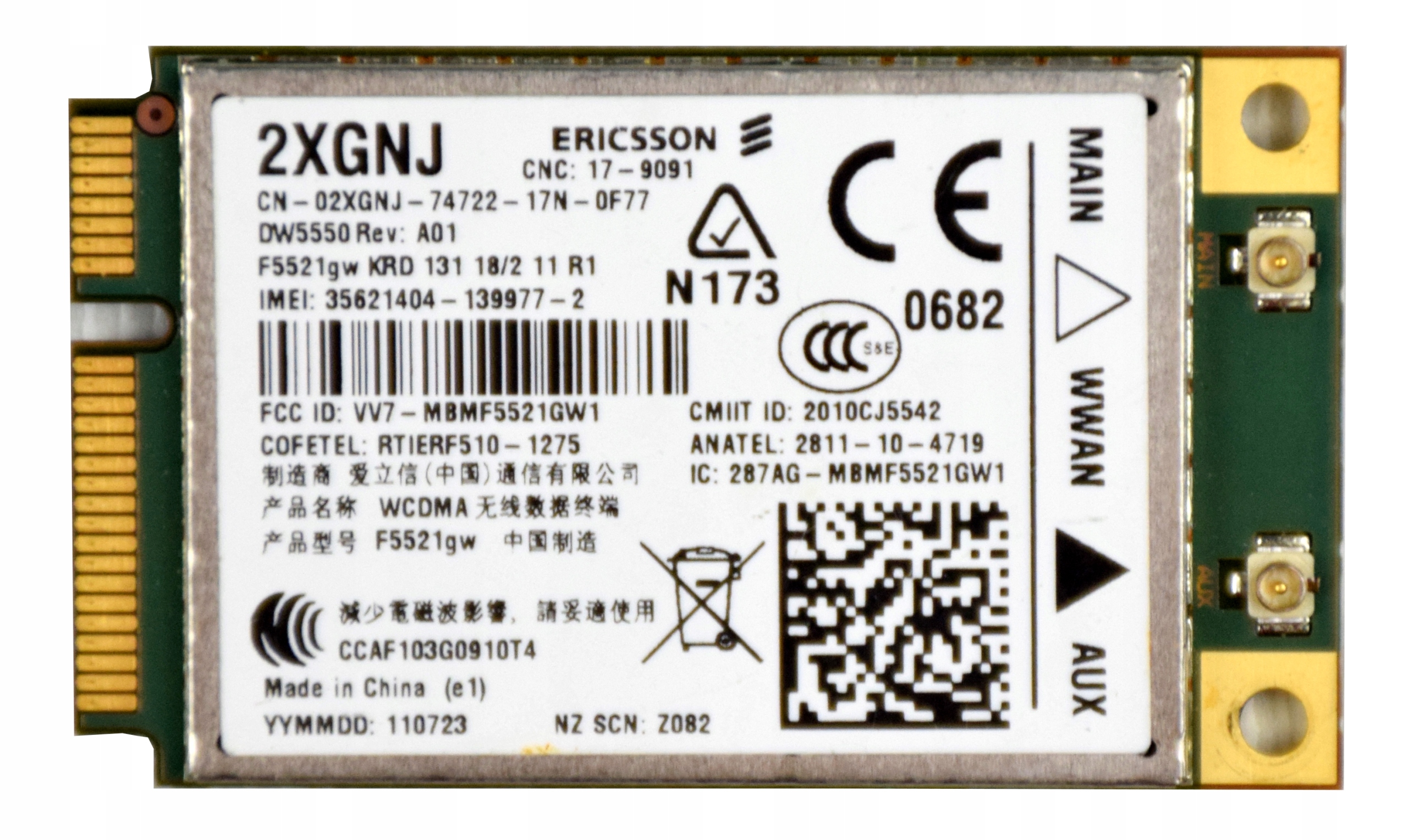 Modem HSDPA+ WWAN Dell 2XGNJ DW5550