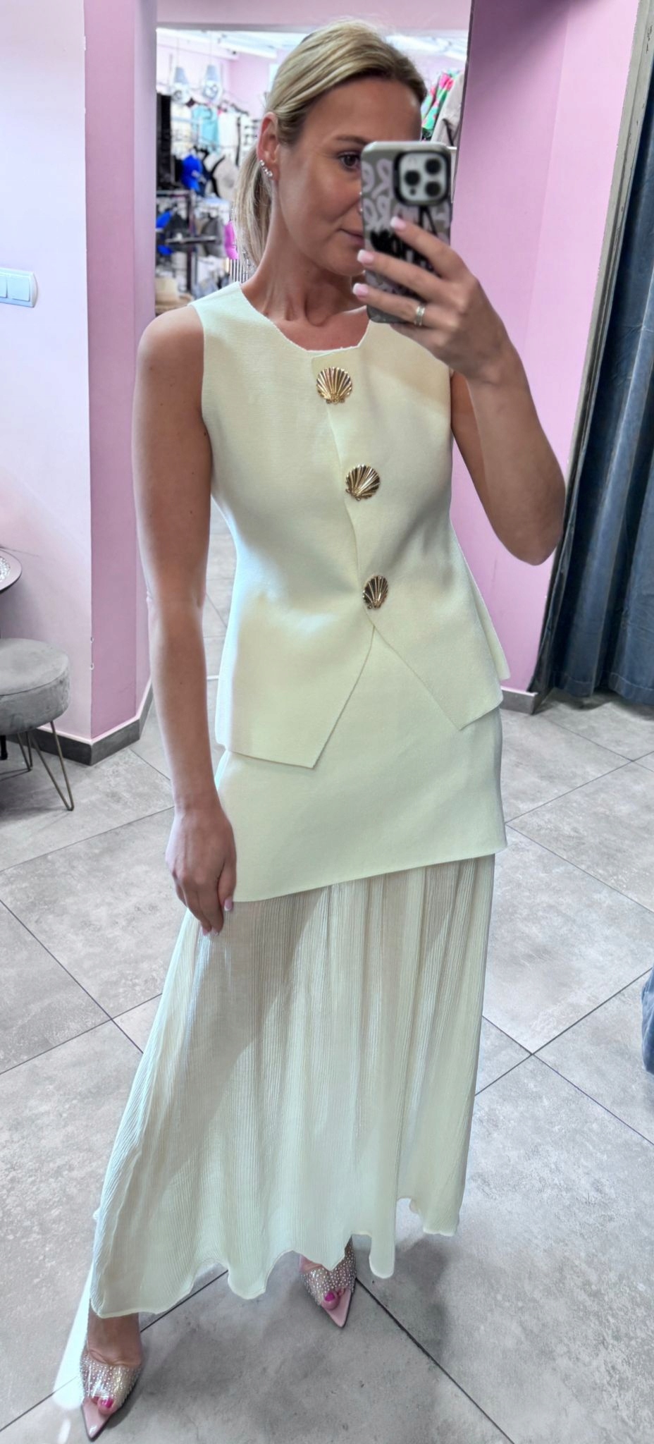 Dámský Komplet Premium Ozdobné Mušle 70% Viskóza Máslo Uni