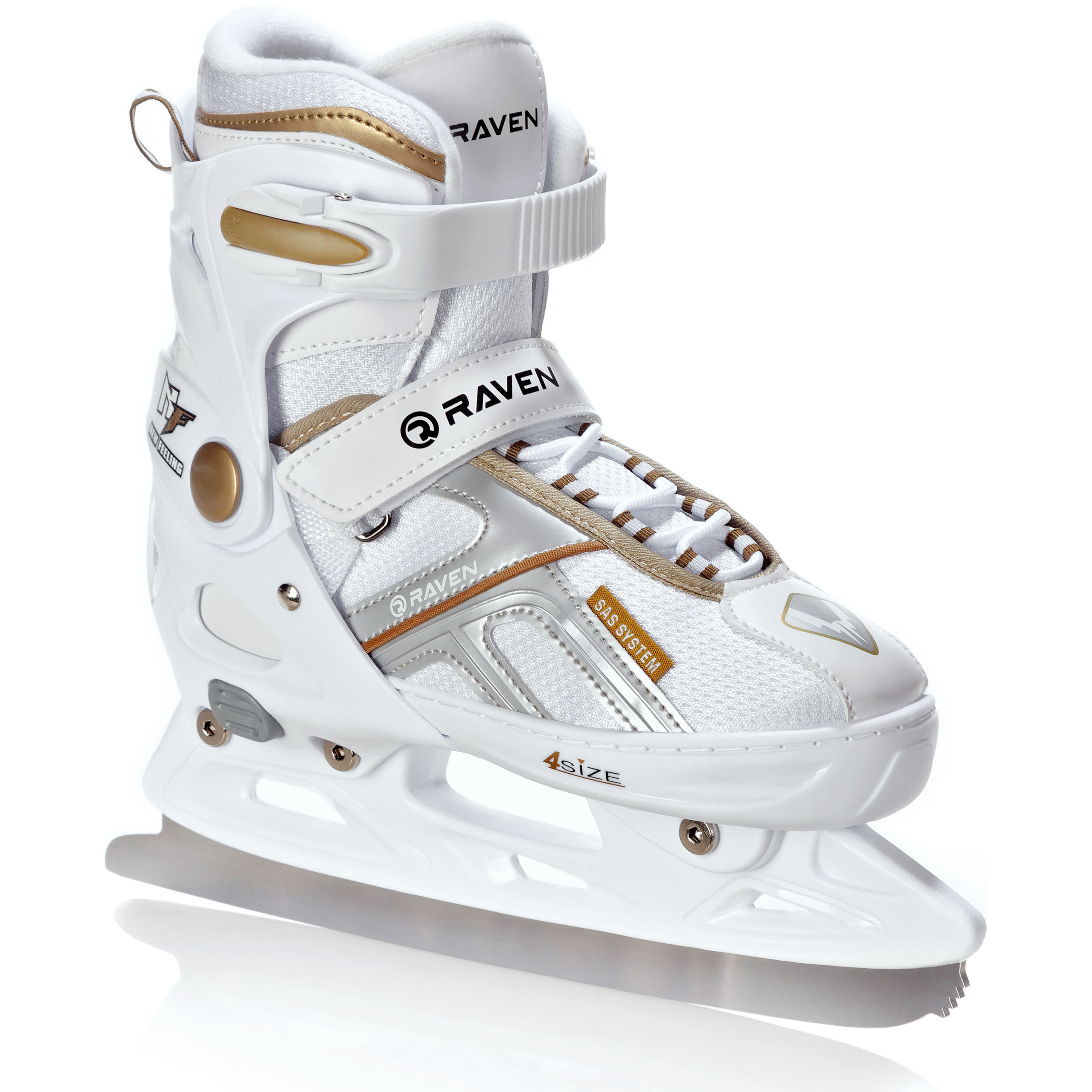 Rolki Łyżwy figurowe 2w1 Regulowane RAVEN Pulse White/Gold 40-43 Kolor dominujący biały