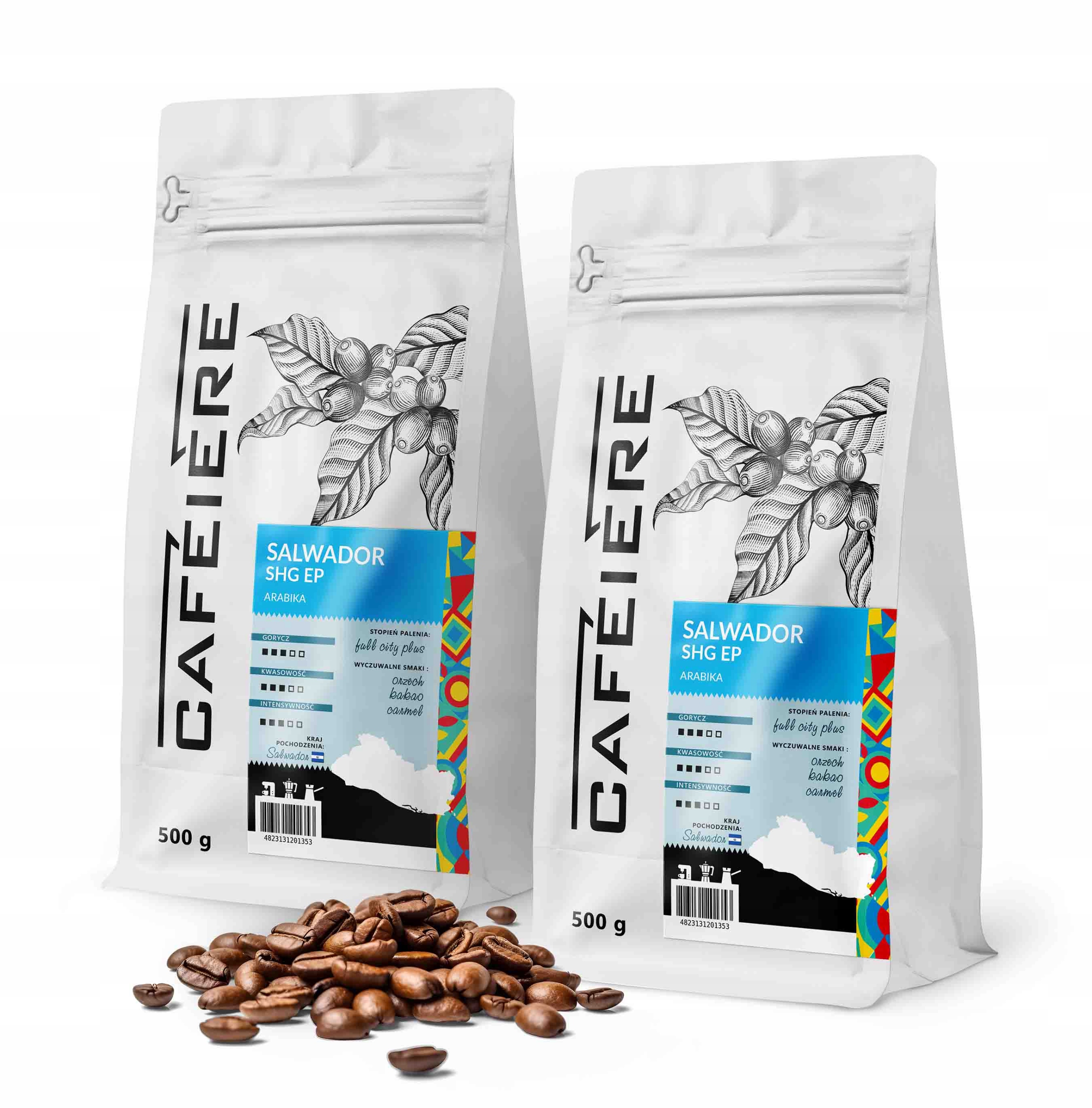 Levně Káva zrnková 1 kg Salvador Shg Ep 500 g x2 Čerstvě pražená Arabica 100%