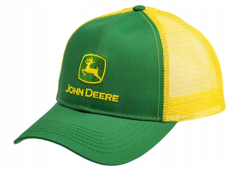 Czapka z daszkiem żółto-zielona z siatką John Deere MC13080277YW