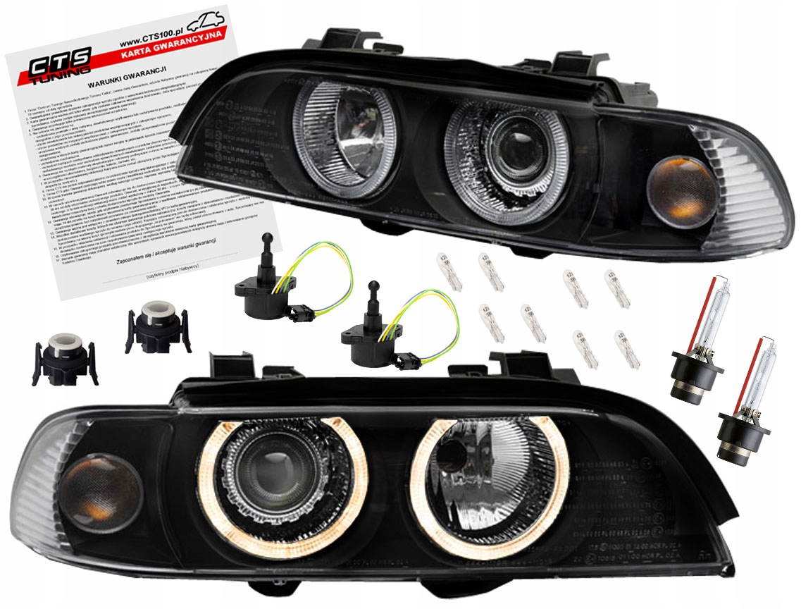 Bmw 5 E39 95-00 Lampy světlomety Black xenonové kroužky D2S/H7 Philips Depo