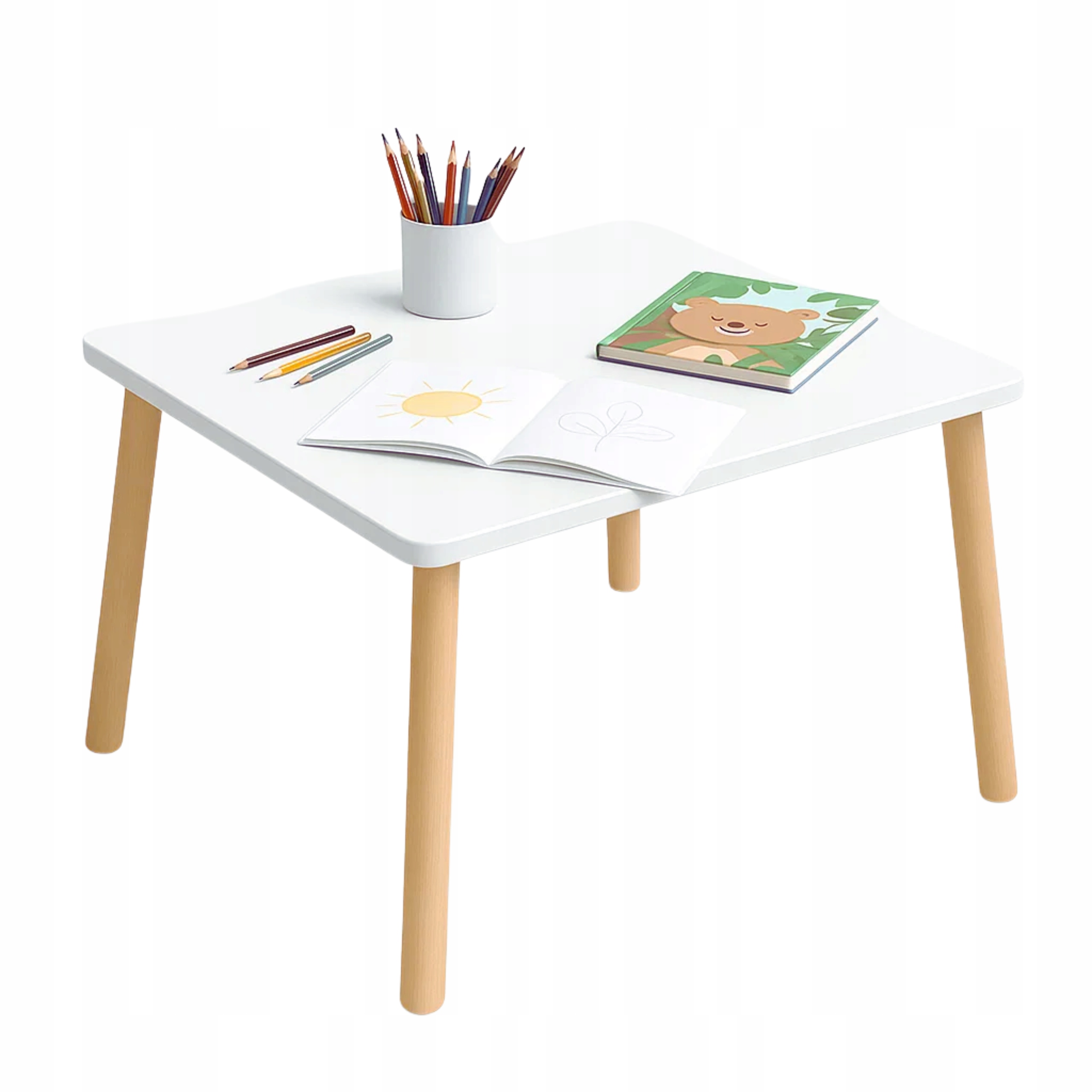 Stolik Dla Dzieci Biały 60 x 40 x 47 cm Stół Do Pokoju Dziecka