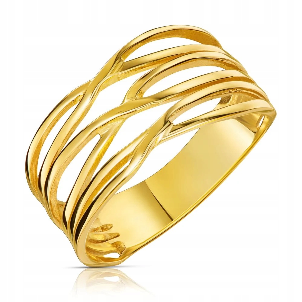 Zlatý Prstýnek Široký 585 Propletený Masivním Vel. 24