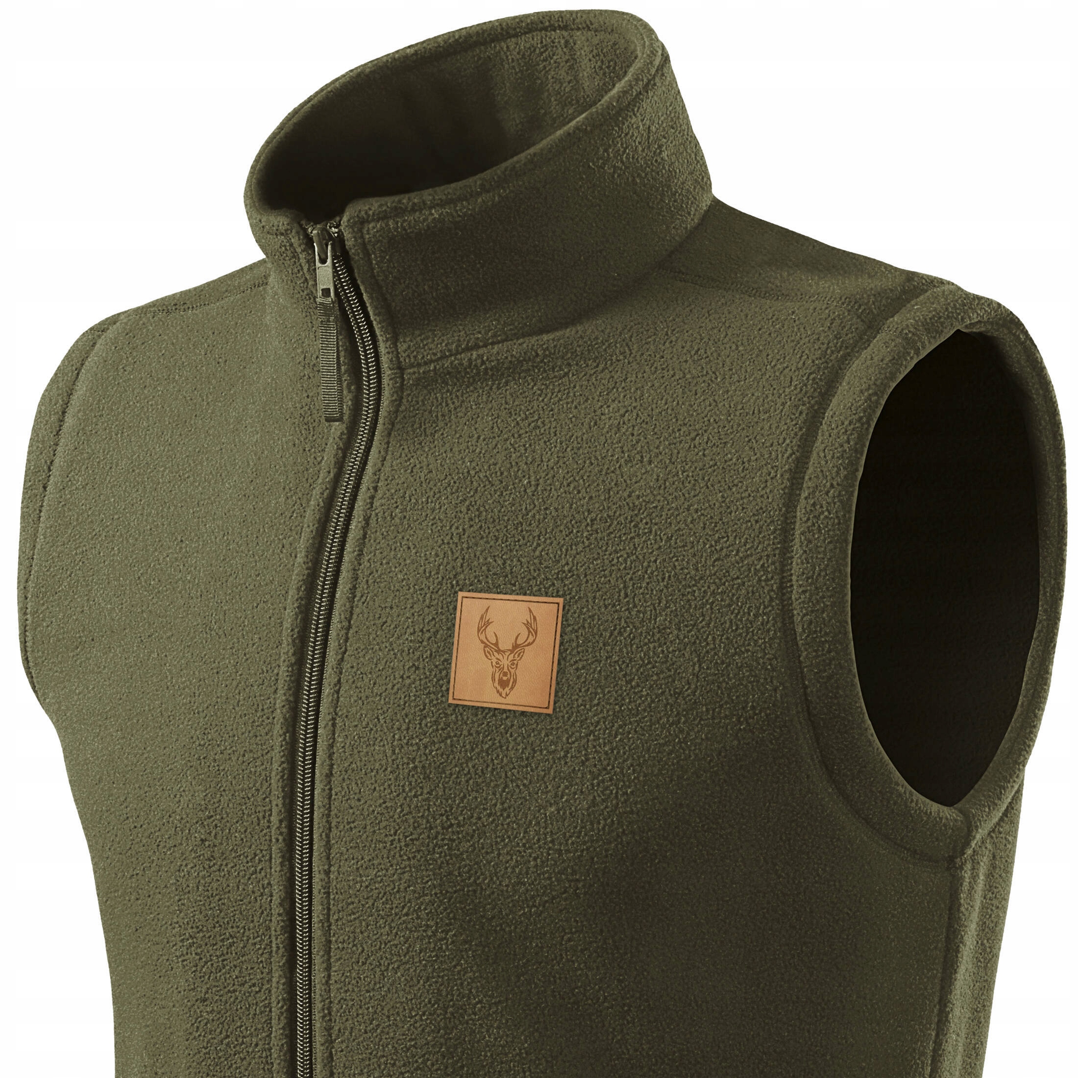 Fleecová lovecká vesta na lov do lesa s nášivkou Hlavy Býka vel. M