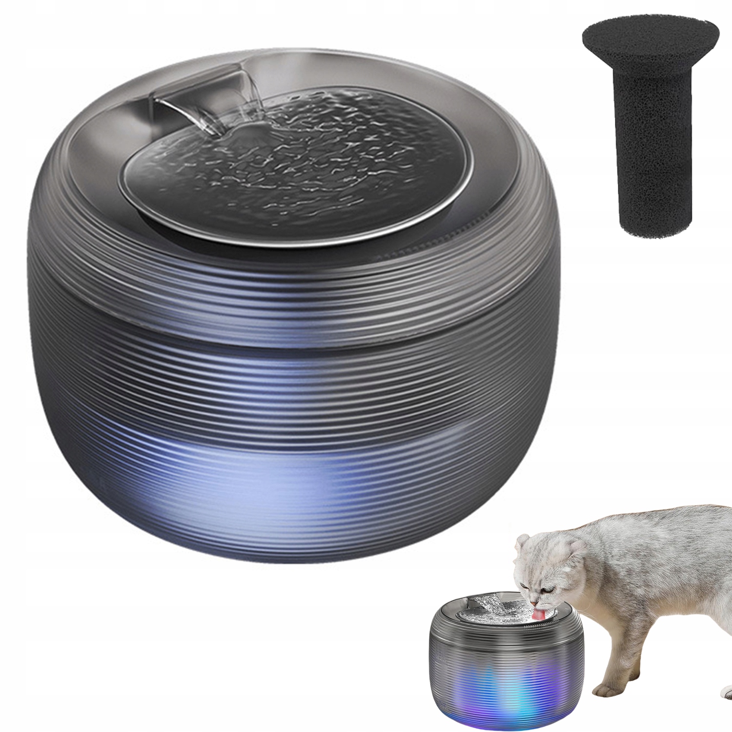 Fontána Napáječka Pro Kočky Psa Miska Automatická Napáječka S Led 2,5L Tichá