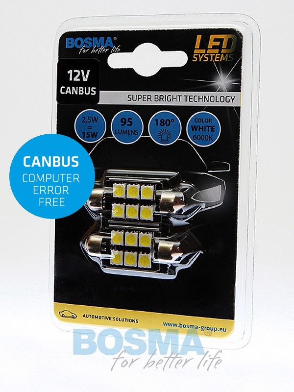 ŻARÓWKA LED 12V 6XSMD SV8,5 17X39 CANBUS BOSMA3802