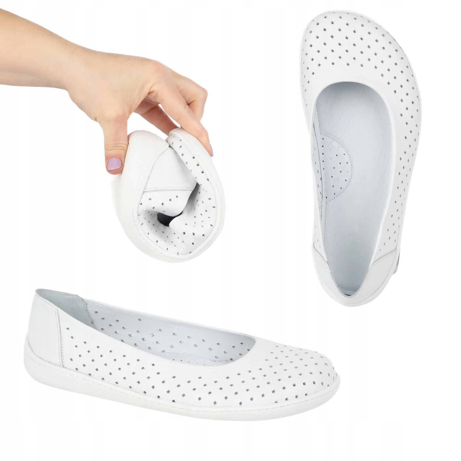 Barefoot Dámské nazouvací lodičky ažurové 1771POL bílé 37