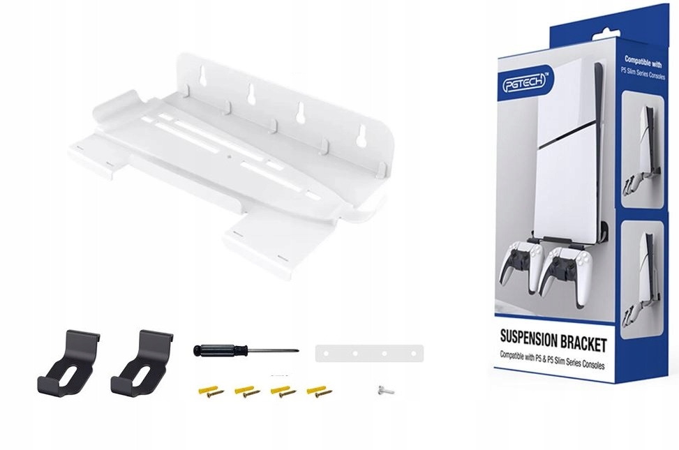 Nástěnný Držák Na Konzolu A Podložky Pro Konzolu PS5 Slim De Uhd Bílý