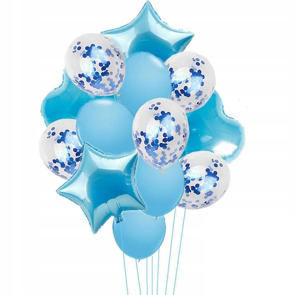 

Balony z konfetti gwiazdy niebieskie na roczek Hel