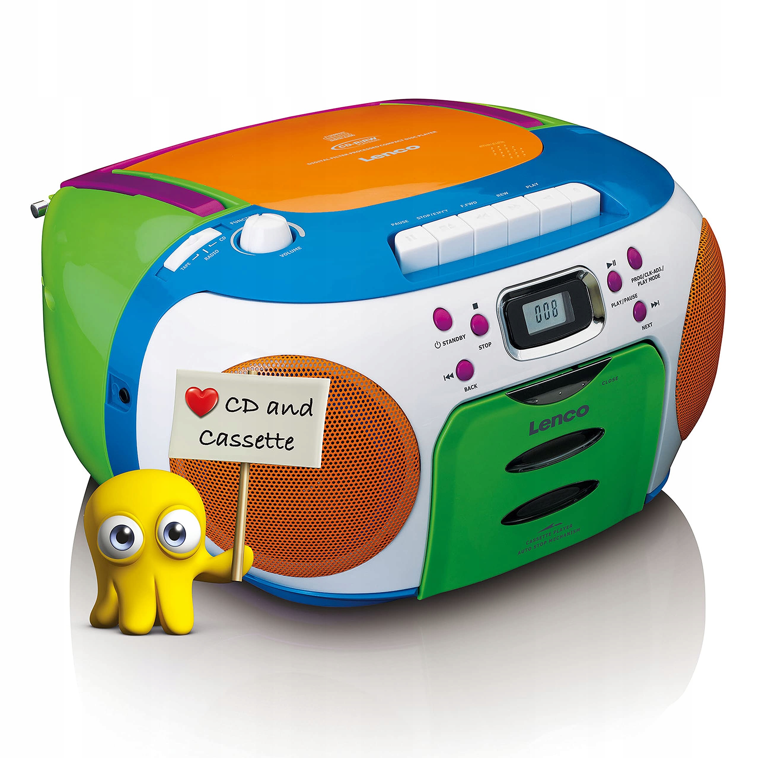 Lenco SCD-971 detské rádio, kazetový prehrávač s CD, viacfarebné