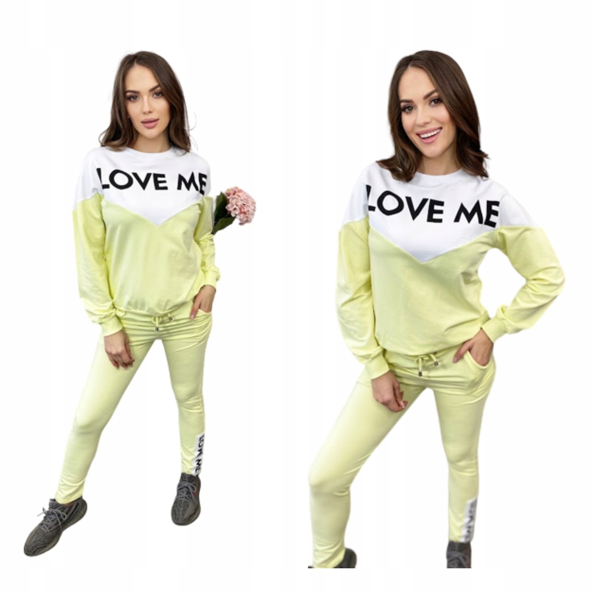 Tepláková Souprava Love Me Mikina Citronové Kalhoty