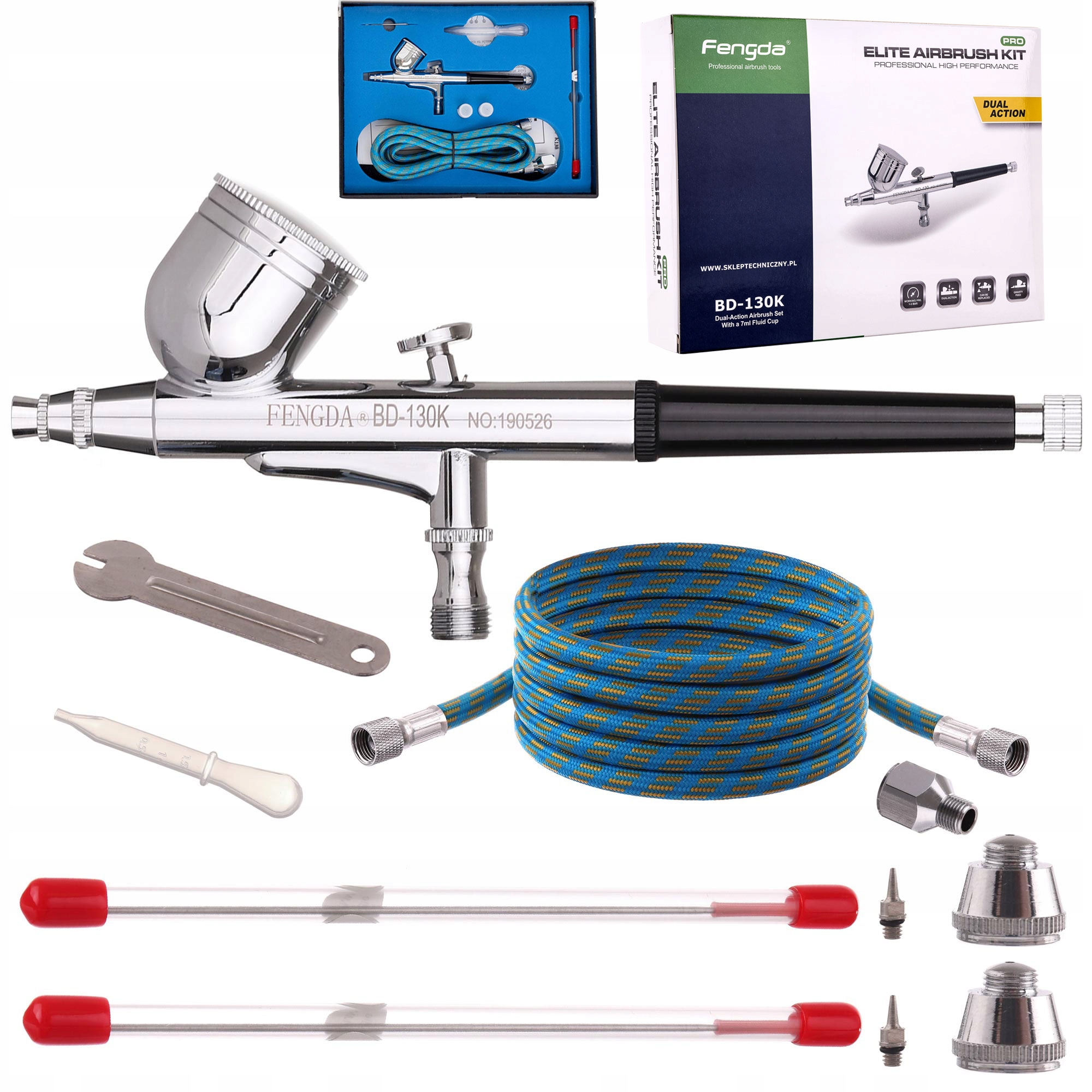 Airbrush Aerograf Sada 3 Trysek 0.2 0.3 0.5 MM Hadice 1.8 M 1/8