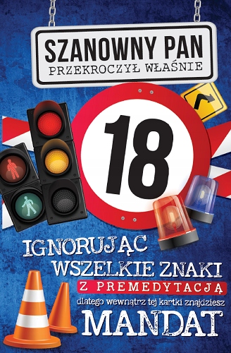 

Kartka na 18 urodziny dla chłopaka z mandatem JCX7