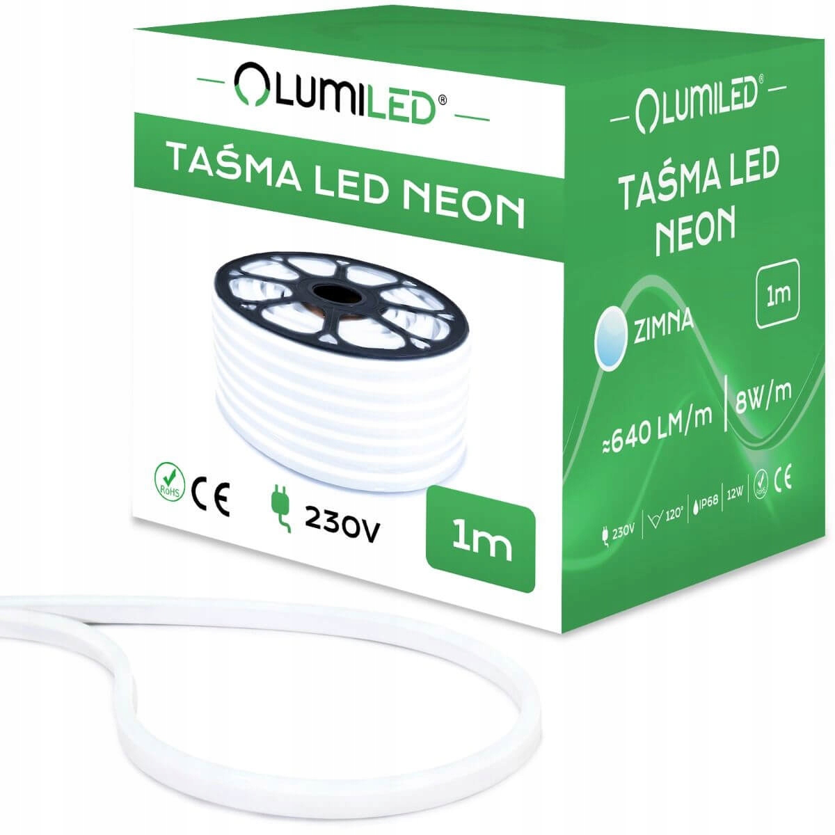 

Taśma Led Neon Pasek 230V 1m Elastyczny IP68 Zimny