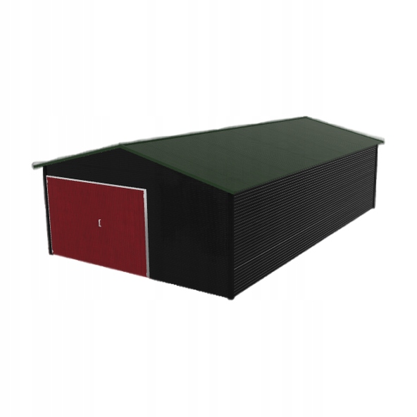 Plechová garáž 5x8.5 m, jednopolohová, dvouspádová, černá