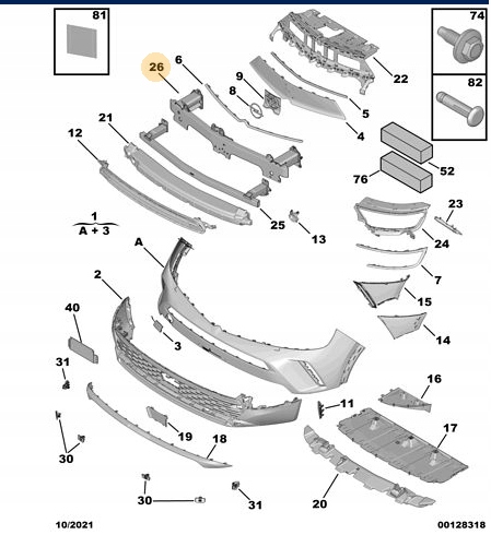 BELKA WZMOCNIENIE ZDERZAKA PRZÓD OPEL MOKKA II 20-