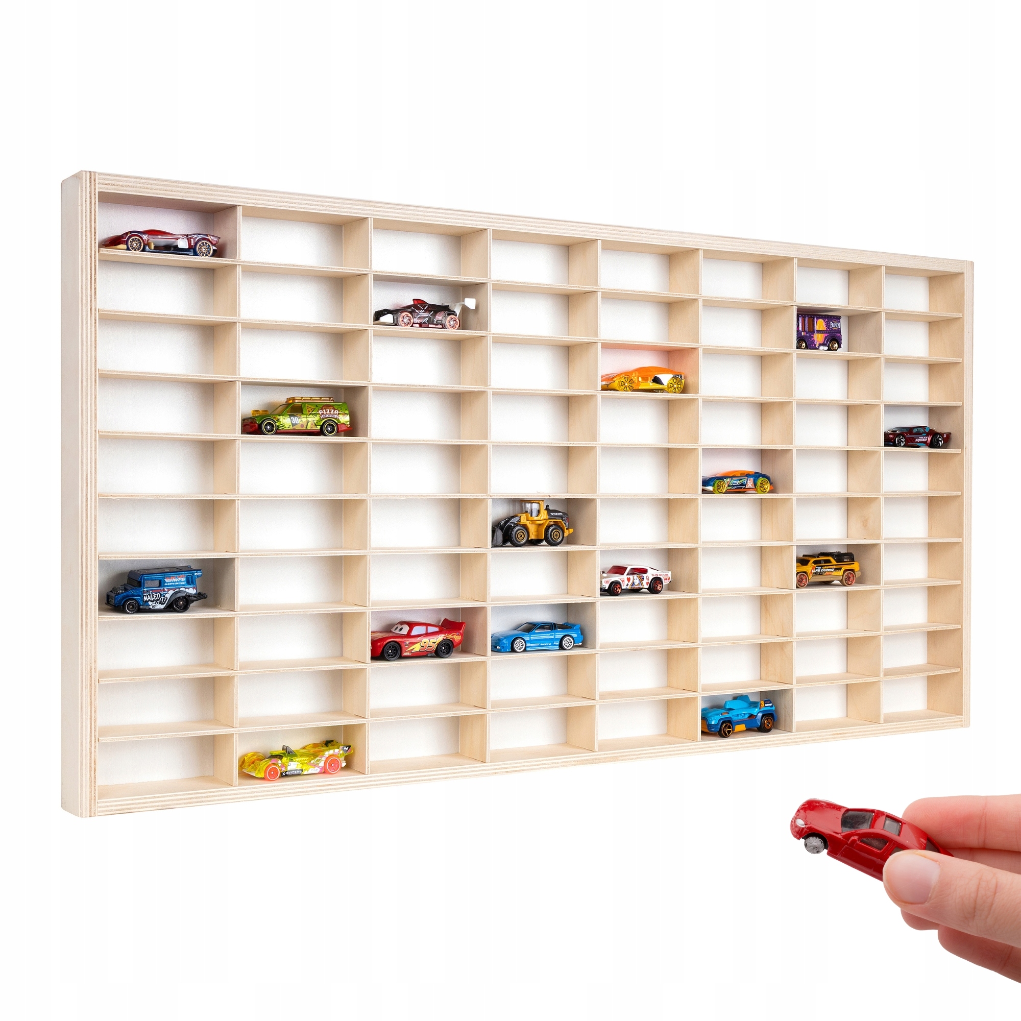 Police na drobnosti, velký organizér ze dřeva, vitrína na sbírky, 80 přihrádek