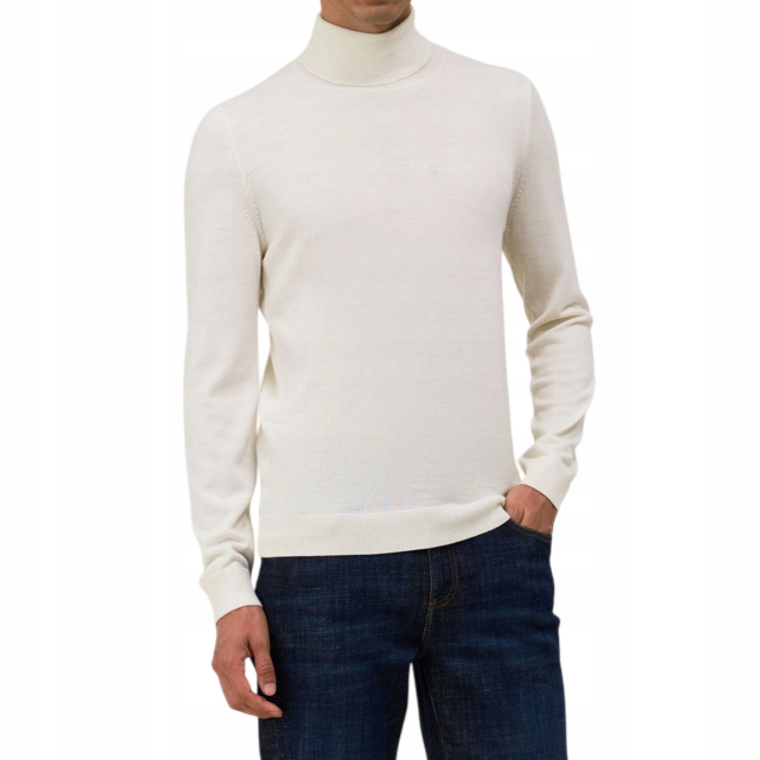 Pánský svetr Jean-louis Sherrer, klasický ecru rolák , módní vel. XXL