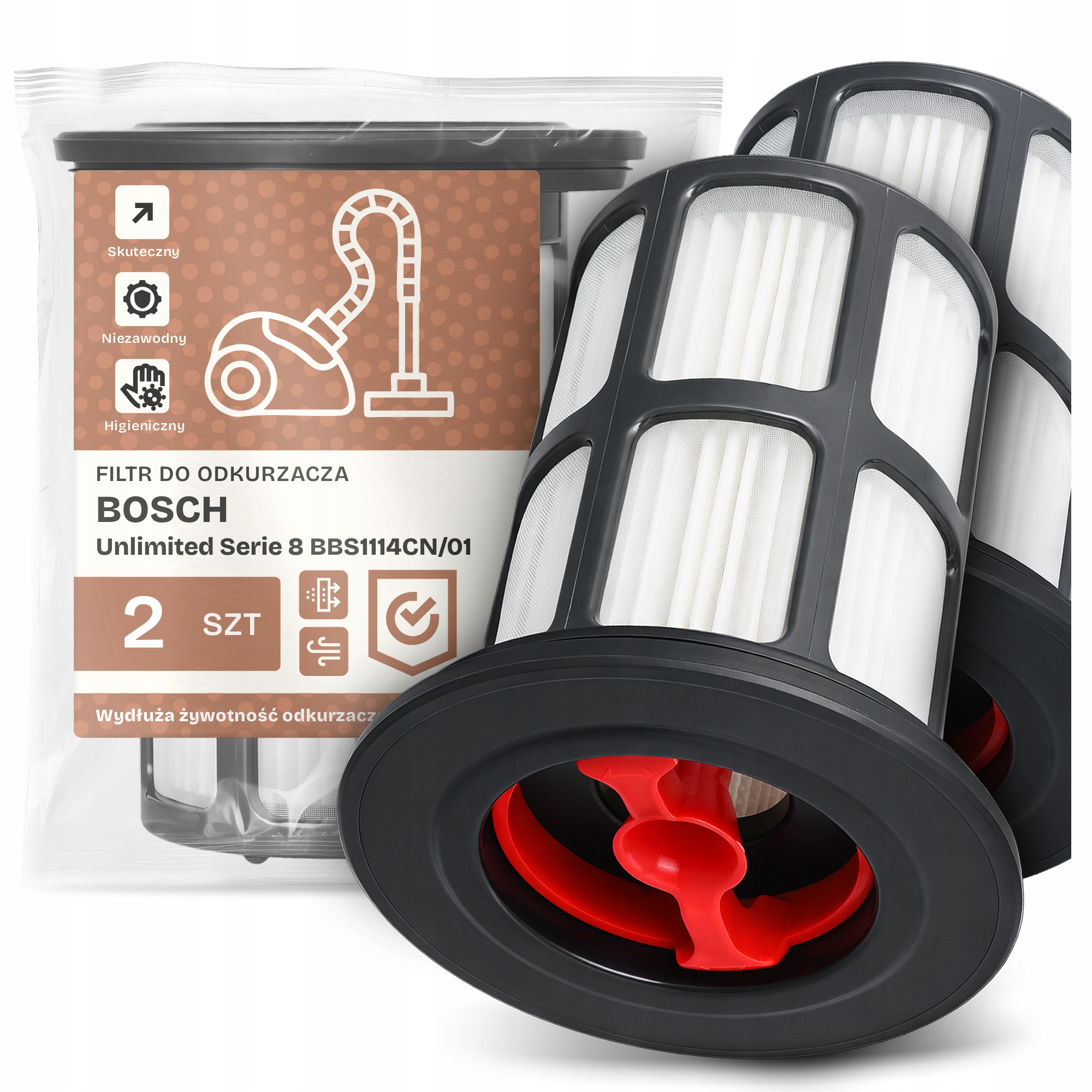 2x Filtr Do Vysavače Bosch Unlimited Serie 8 BBS1114CN/01 Hepa Filtr Em-w