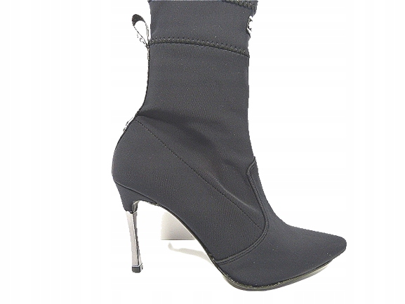 černé saténové strechové dámské kotníkové boty na podpatku J.Wolski 39 lodičky