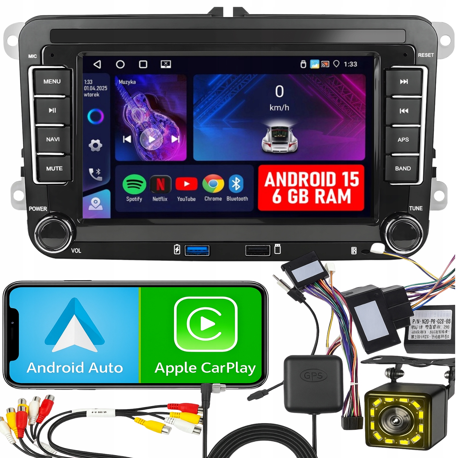 Radio pro Volkswagen Seat Skoda Vw Passat B6 B7 Golf 5 V 6 Android 15 WiFi