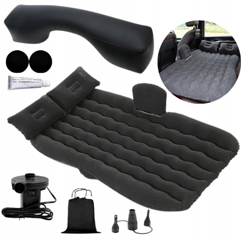 Nafukovací matrace Lůžko do auta Auta na zadní Sedadlo pumpa 12V Černá