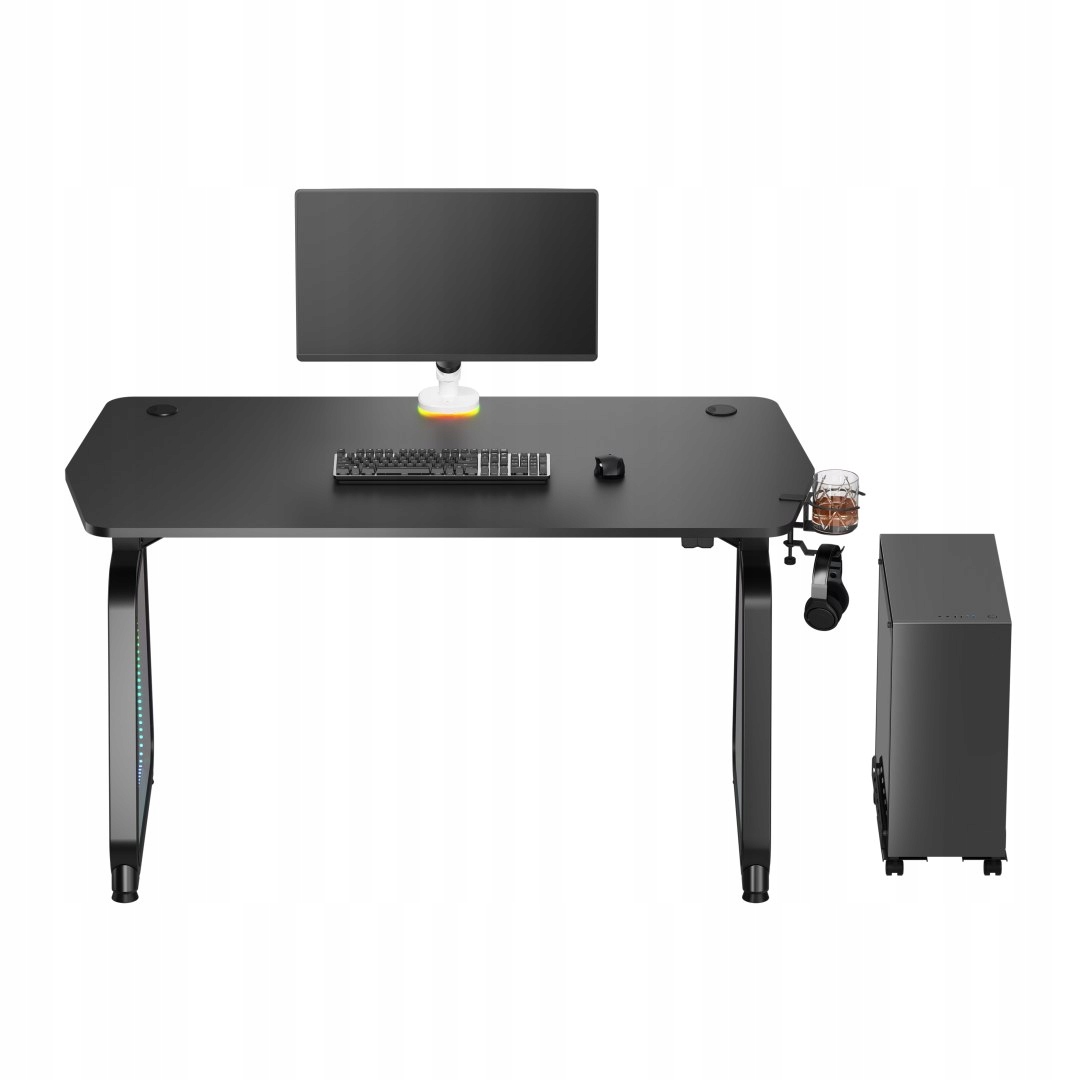 ULTRADESK Biurko dla gracza BOOSTER, 136x70,5 cm, 75 cm, podświetlenie RGB, Wysokość mebla 75 cm